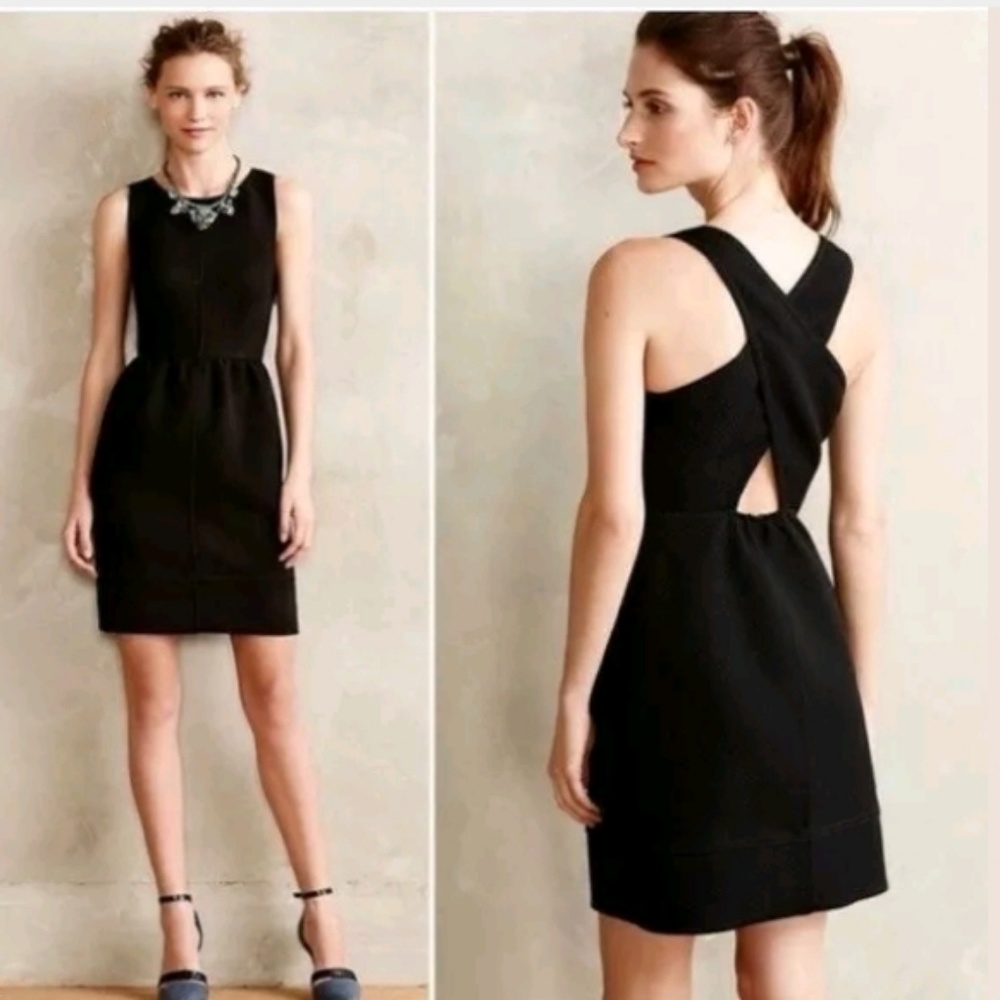 Anthropologie 0 Maeve Rokin Cross Back Dress Black
